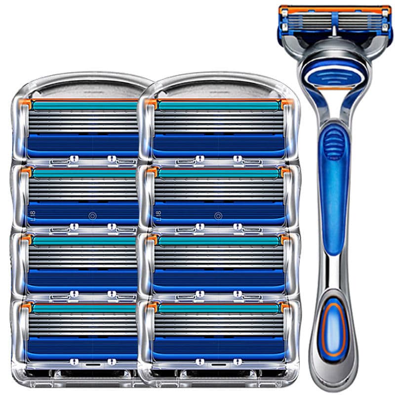 Alemão Universal lâmina de cinco camadas navalha Manual lâmina de barba 5 velocidades lâmina escondida cabeça faca Rack