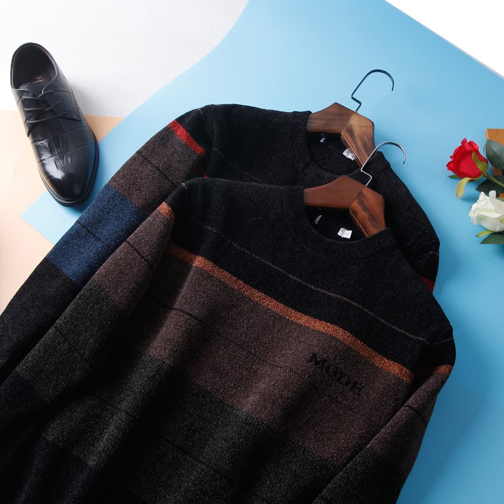 Chenille HL23128 Série Elegante Masculina Outono Inverno Suéter Engrossado Malhas Gola Redonda Pulôver Moda Casual