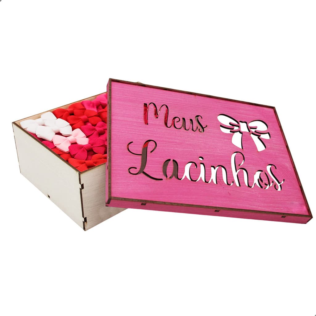Caixa Organizadora Tampa Rosa Porta Lacinhos Lacos Presente Decoracao Quarto Infantil Estilo Sapato