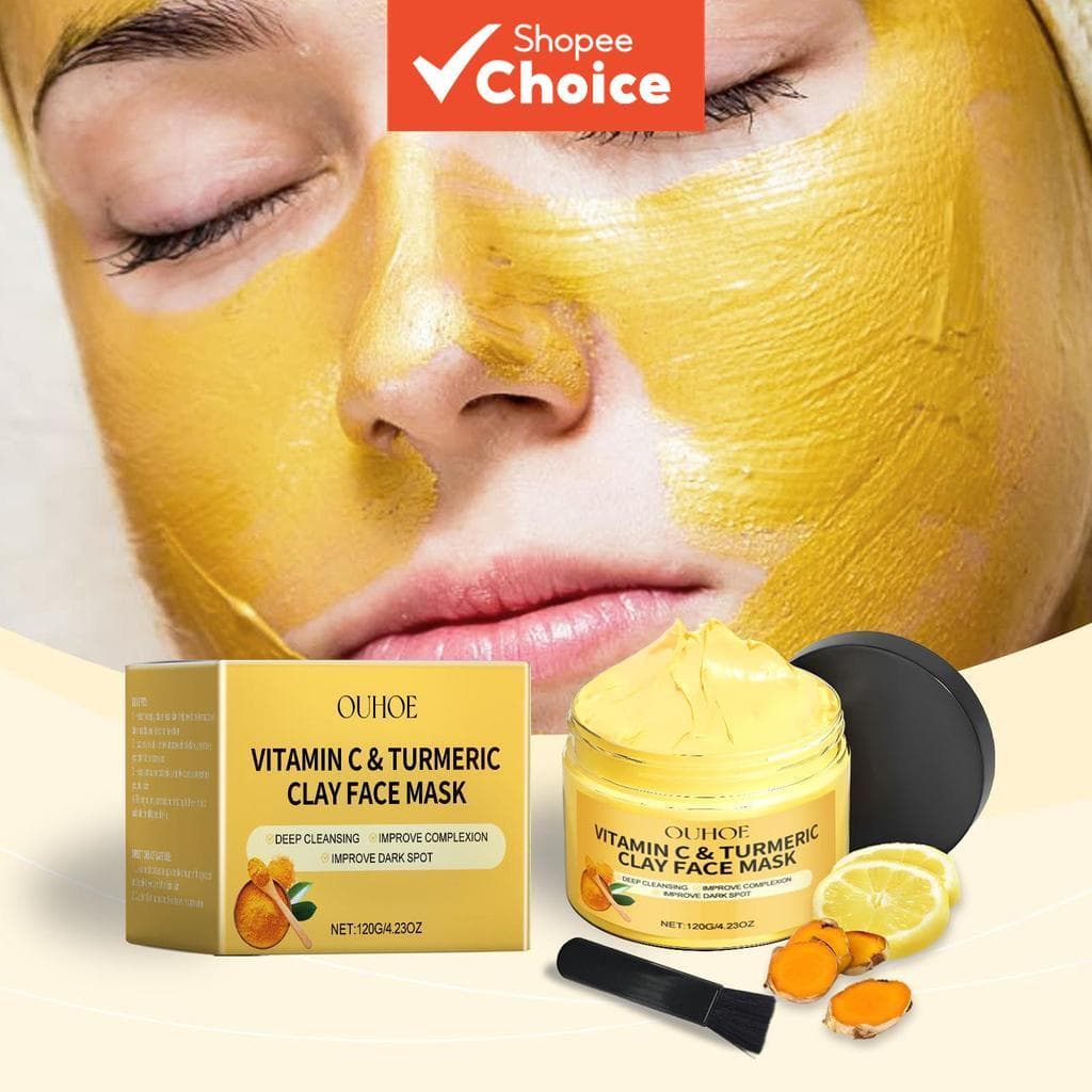 Máscara de Argila com Vitamina C + Cúrcuma | Clareadora & Detox | Controle de Oleosidade, Limpeza Profunda & Glow Boost
