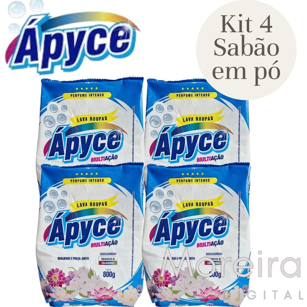 Kit 4 Sabão em pó Apyce 800g cada Lava Roupas em Pó