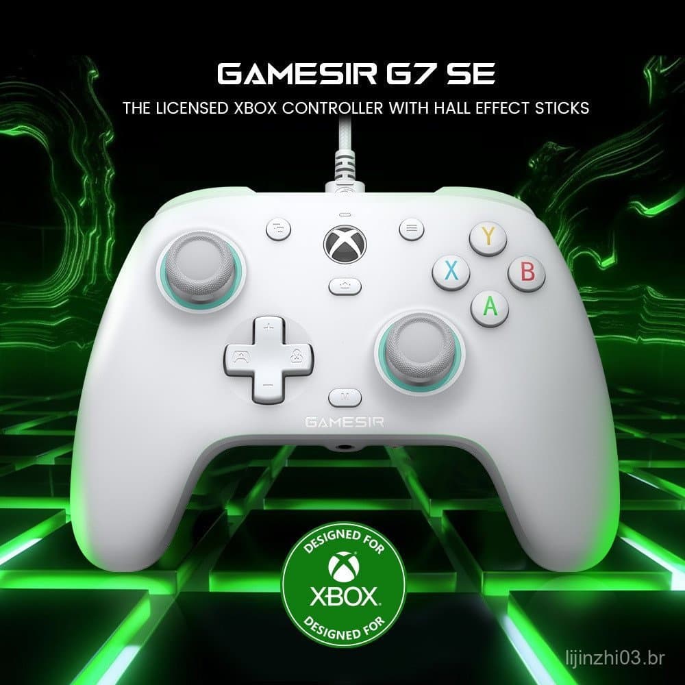 O controlador de jogos GameSir G7 SE é adequado para gamepads com fio do Xbox, compatível com Series X, S, One, e possui