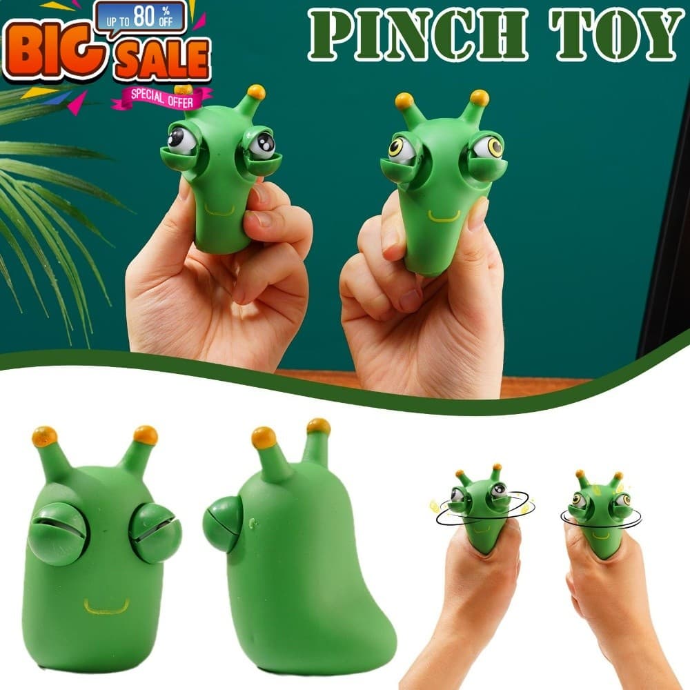 Novo Brinquedo De Descompressão De Minhoca Vegetal Olho-Sopro , Aperto De Inseto De Verde Apertar Sensorial Portátil Par