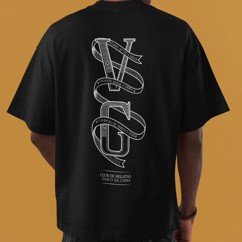Camiseta Vasco Streetwear Gigante da Colina Faixa Crvg Futebol Time Estampa Cores 100% Algodão
