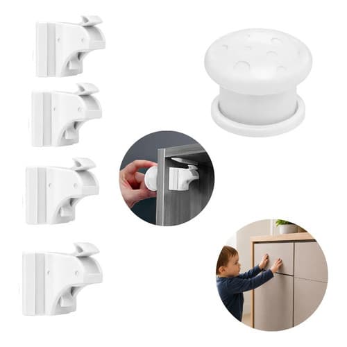 Kit 4 Travas Segurança Bebe Armario Gaveta Anti Furto Chave Branco