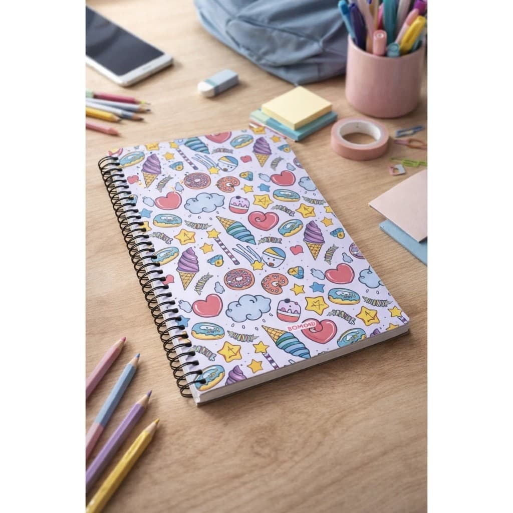 Caderno universitario feminino academia 10 materias 160 folhas colorido capa dura escolar