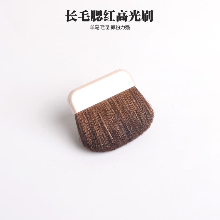 Cabelo longo cabo curto portátil único Blush destaque pincel de maquiagem pó solto pó solto escova lã crina contorno esc