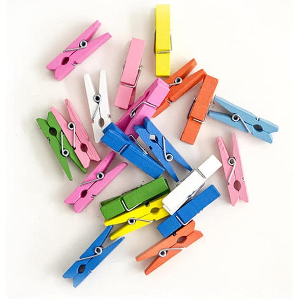 Mini Prendedores de Roupa de Madeira, 100 Peças de 1 Polegada (2,5 cm), Pequenos Clipes de Madeira Multicoloridos para S