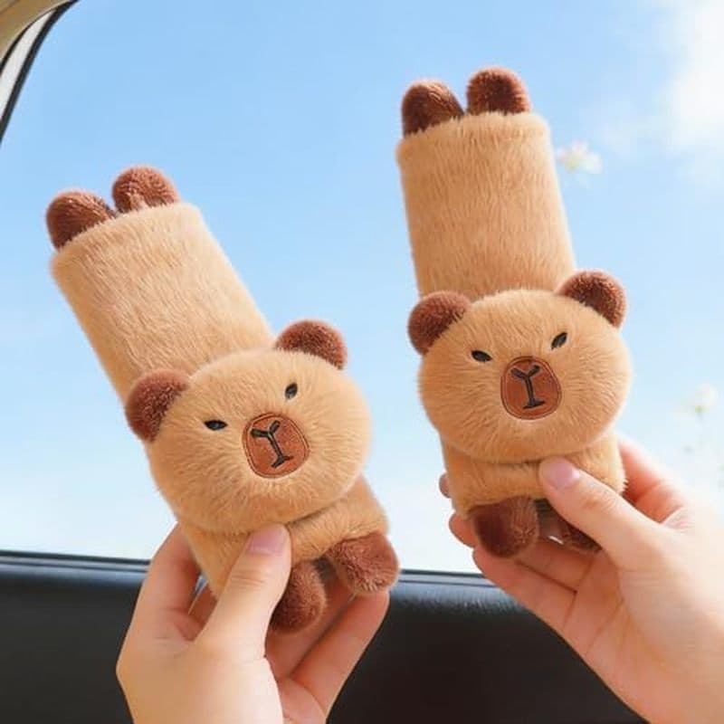 Bonito Kawaii Animal Cinto De Segurança Capa Almofada Macia Cinta De Assento De Carro Almofadas Para Crianças (Marrom) 2