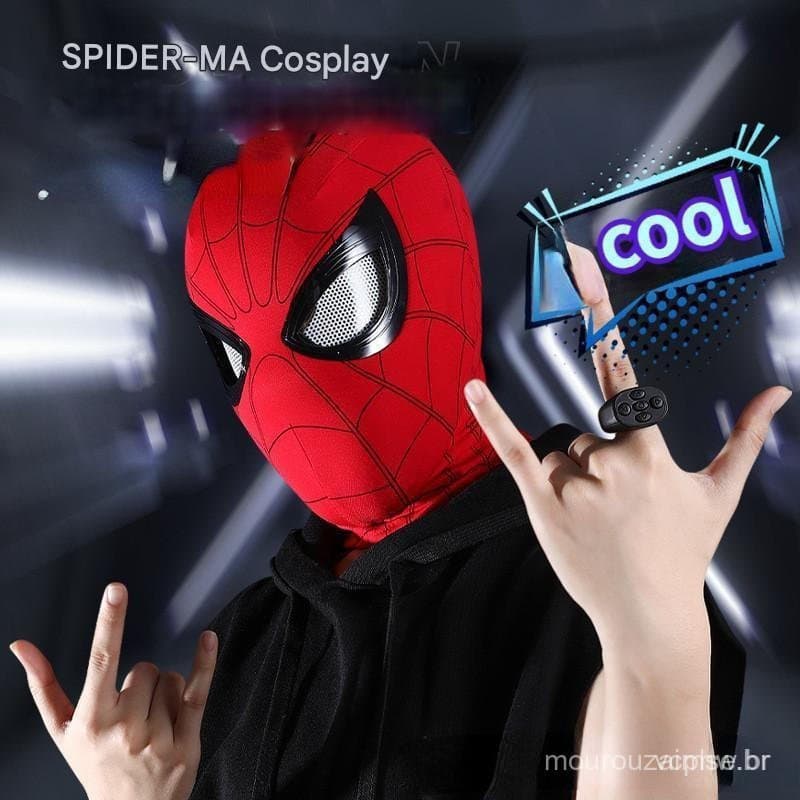 Homem Aranha Headpiece Olhos De Controle Remoto Móvel Adulto Role-playing Máscara Cabeça Capa Presente