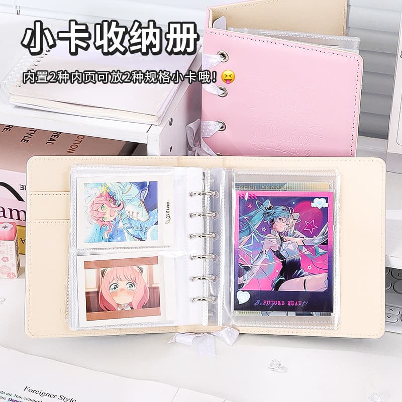 Languo Photocard Storage Book Cartão postal Armazenamento de fotos Fita grátis Ballet Trendy Pink Card Book Loose-leaf C
