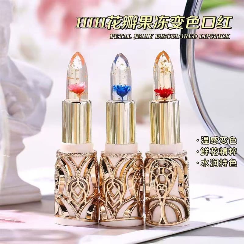 Pet Pet Pet Pet Petal Jelly Batom que muda de cor Azul Encantador Princesa Sangue Rosa Hidratante Hidratante Não é fácil