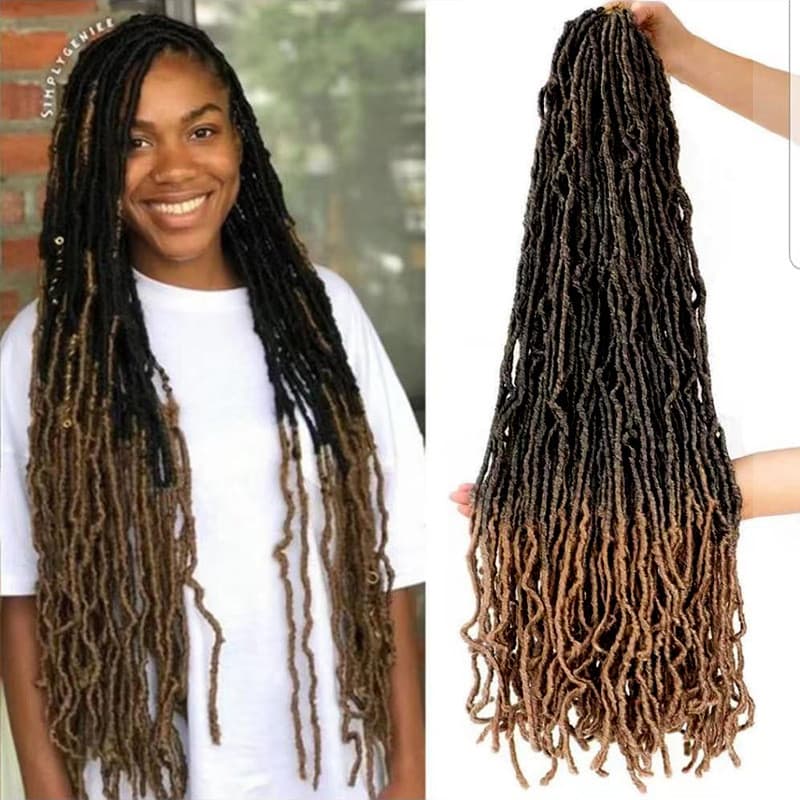 Tranças africanas NU LOCS músicas naturais de minhoca 14/18/36 Polegada tranças longas encaracoladas peruca de crochê 5.