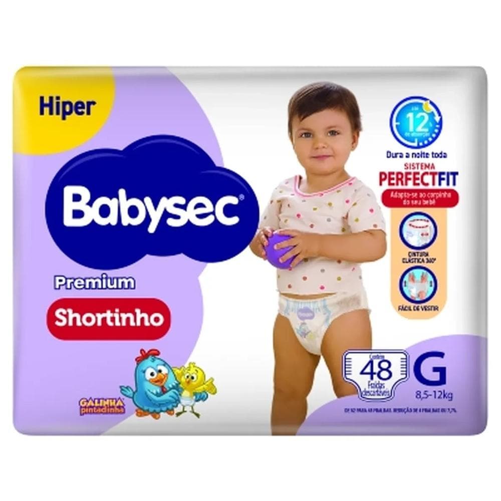 Fralda Babysec Shortinho Hiper Galinha Pintadinha G 48 Unidades