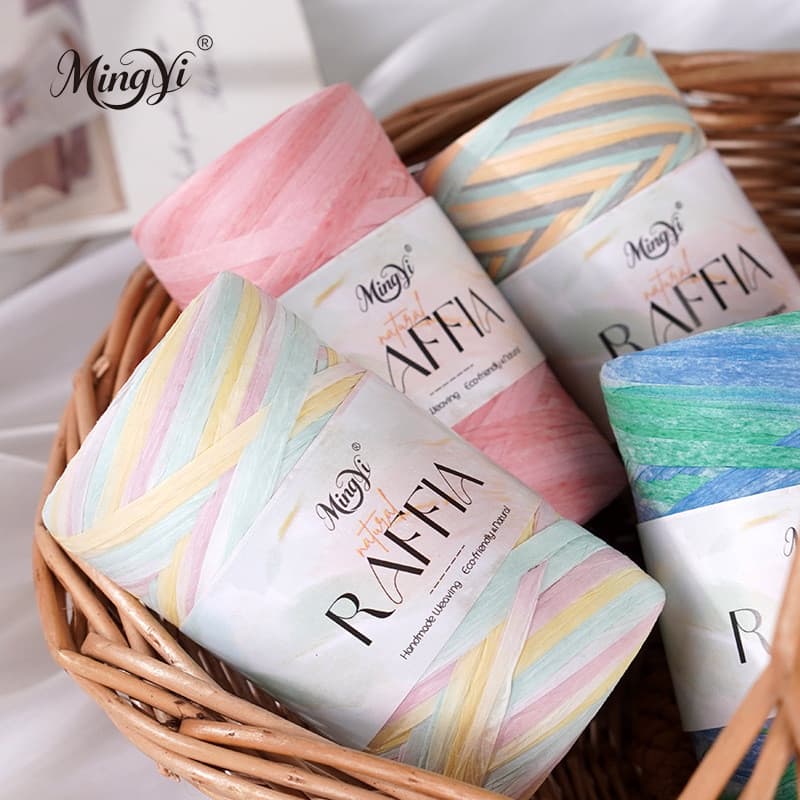 100g/Rolo Fio De Ráfia Natural 290m Para Crochê Cabo Ecológico Saco De Verão Artesanal Chapéu De Sol Cesta Tecelagem