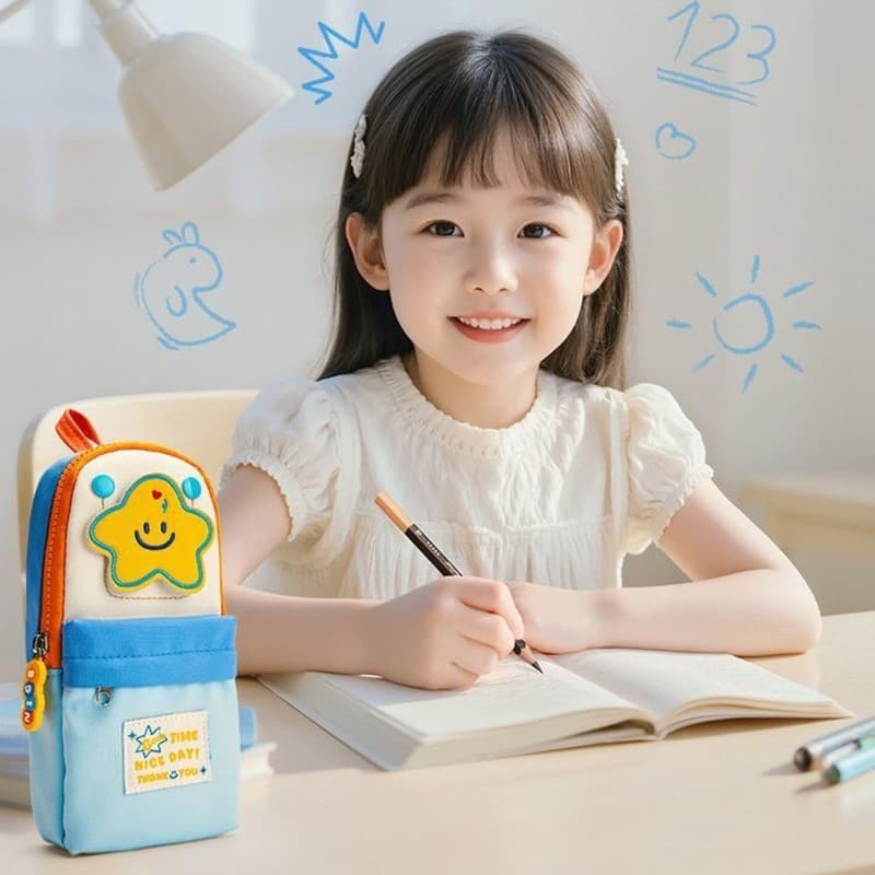 WRC Cartoon Pencil Bolsas Grande Estojo Com Alça Portátil Para Crianças Estudantes