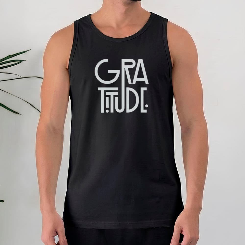 Regata Masculina 100% Algodão Estampa Gratidão Mensagem Positiva Fé Cristã Estilo Casual Diário