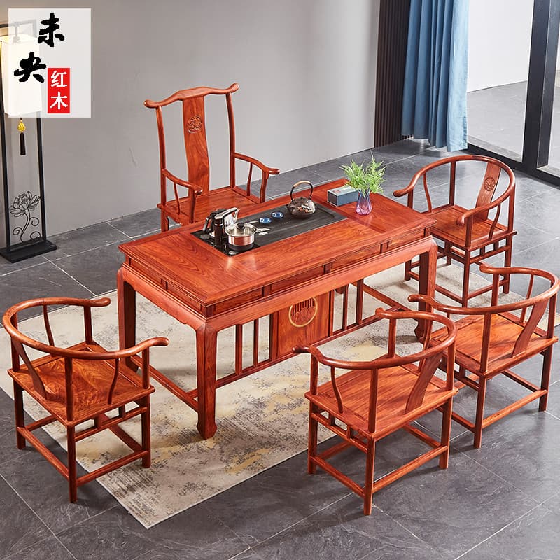 Móveis de mogno ouriço vermelho sândalo mesa de chá combinação de cadeira novo estilo chinês toda mesa de centro de made