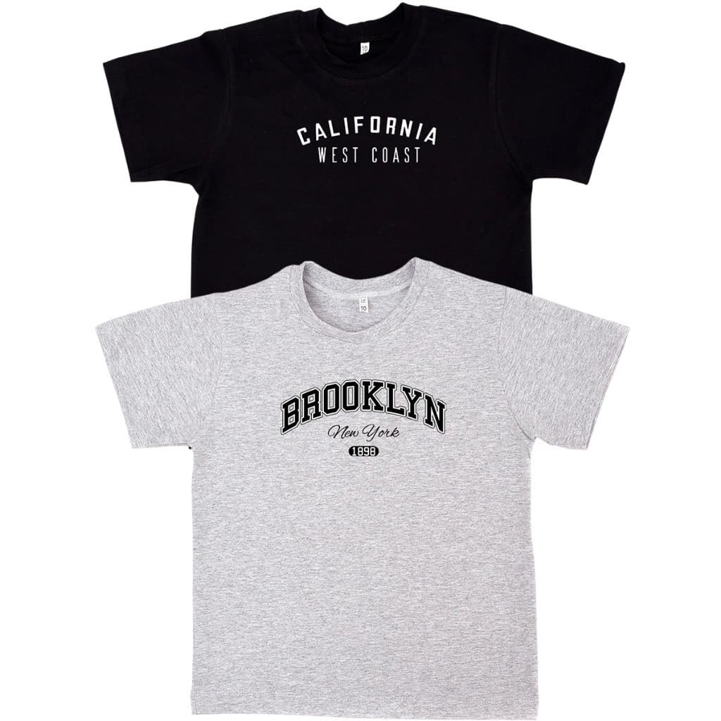 Kit 2 Camisetas 100% Algodão Premium Califórnia e Brooklin