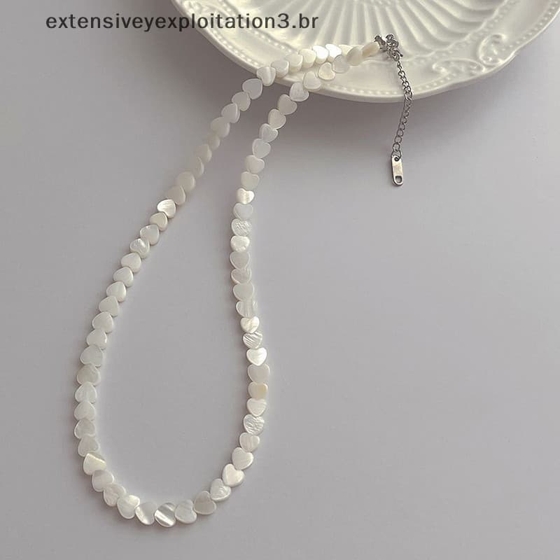 EEBR Colar Elegante e Versátil com Pérolas em Forma de Coração de 6MM, Adequado para Mulheres e Meninas, Doce e Elegante