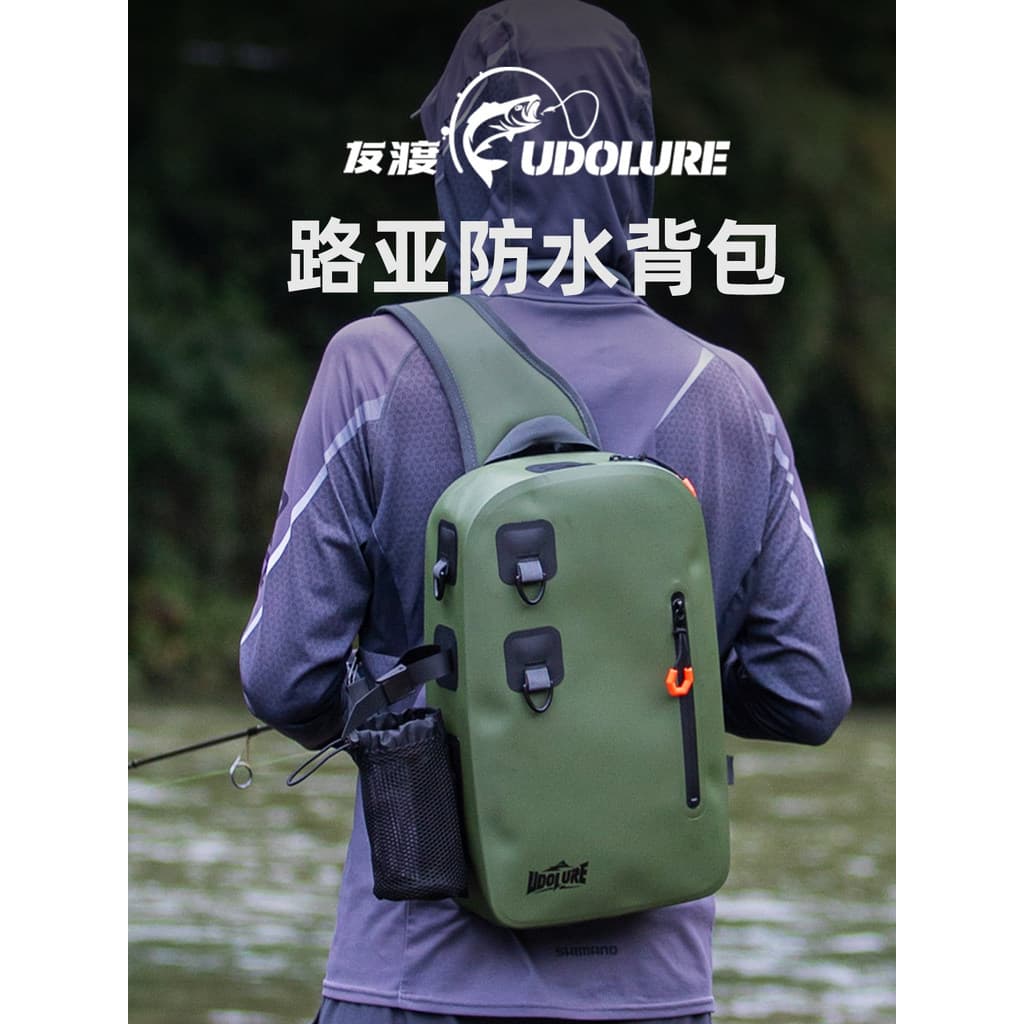 Youdu mochila de isca à prova d'água multifuncional, bolsa de pesca de grande capacidade, bolsa de ombro transversal, bo