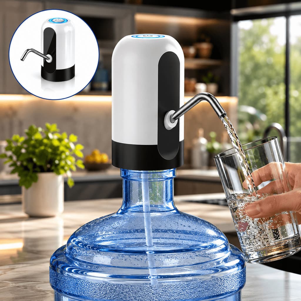 Bomba Elétrica para Galão de Água USB Recarregável Dispenser  Portátil para Garrafão 5L a 20L