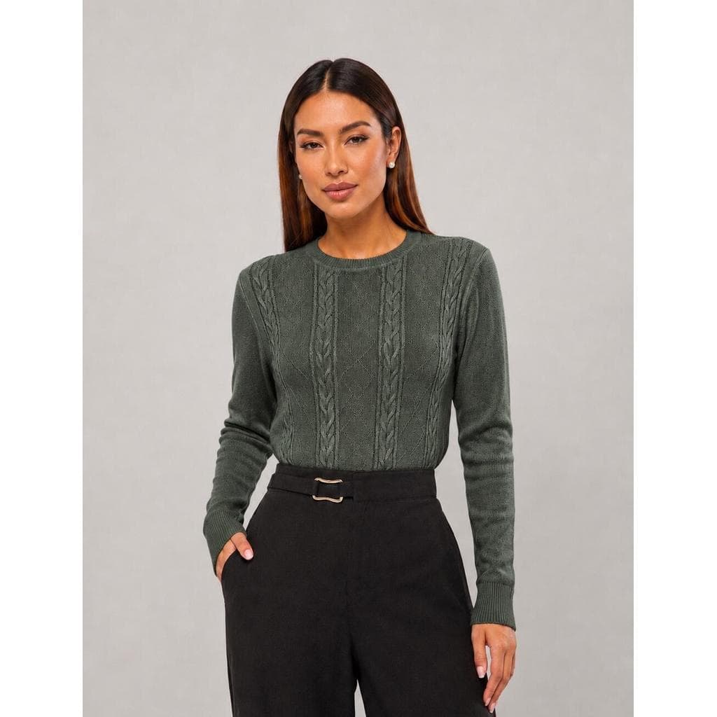 Blusa De Tricot Texturizado Gola Redonda Salvatore