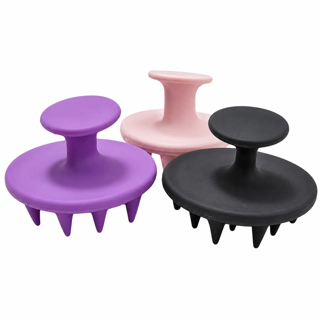 Kit 3 Massageador Capilar Silicone Escova Massageadora Couro Cabeludo Shampoo Relaxante