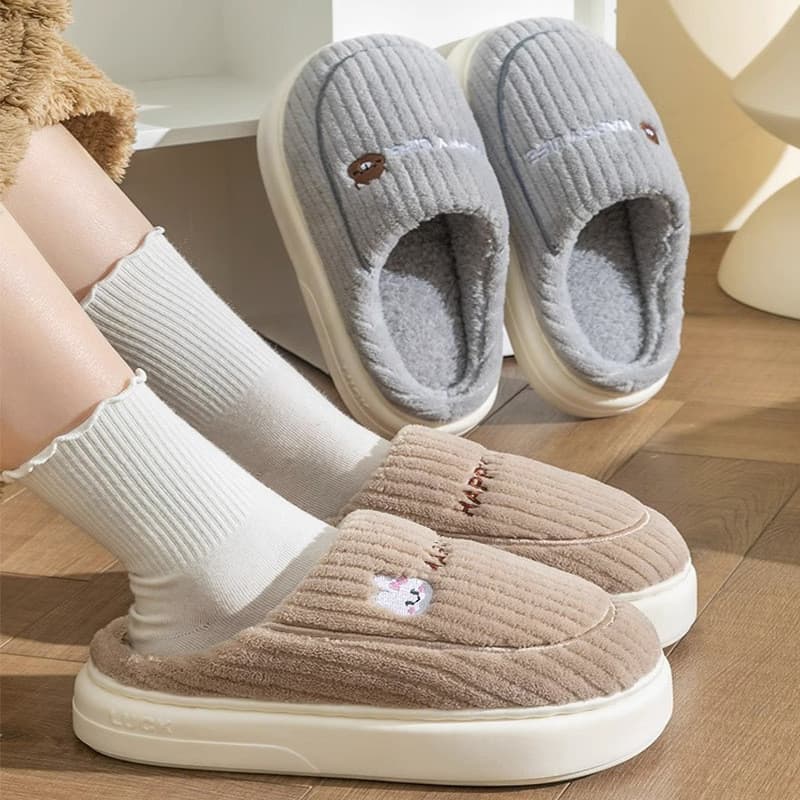 Novo estilo pai-filho família chinelos de algodão feminino inverno casal casa interior quente não-Sli