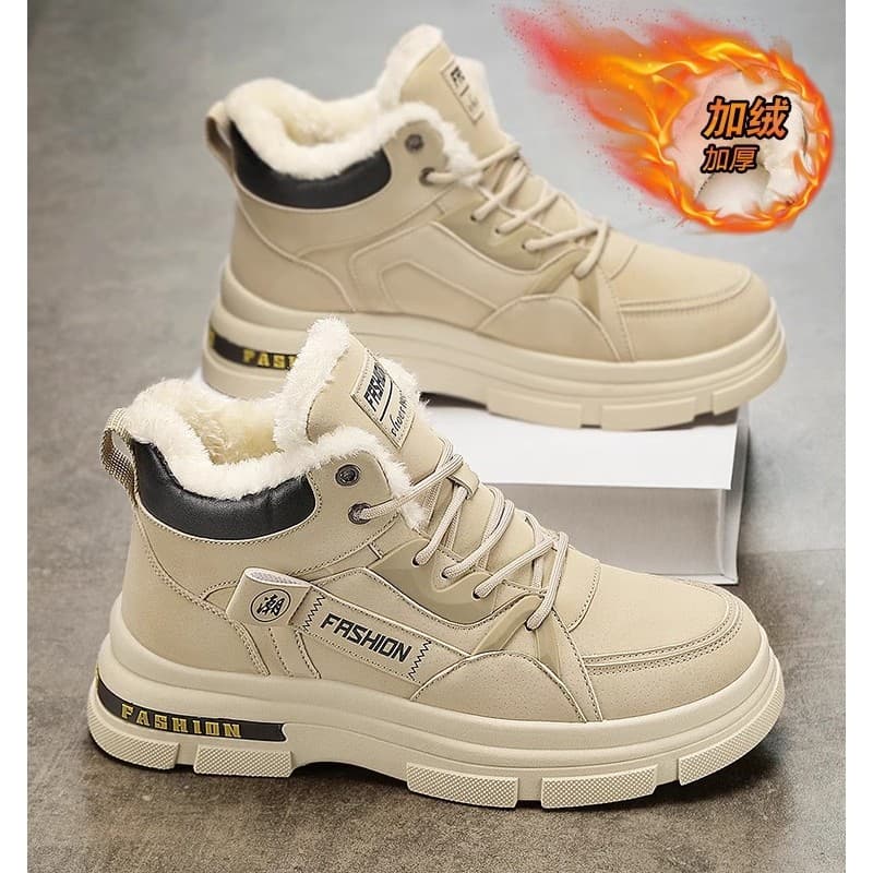 Sapatos masculinos de alta qualidade inverno velo-velo quente dois algodão sapatos masculinos ao ar livre resistente ao