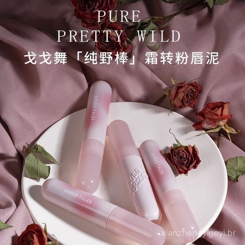 [GOGO TALES] Gogo Dance Pure Wild Stick Lip Mud Batom Matte Cor Nude Edição Estudantil...