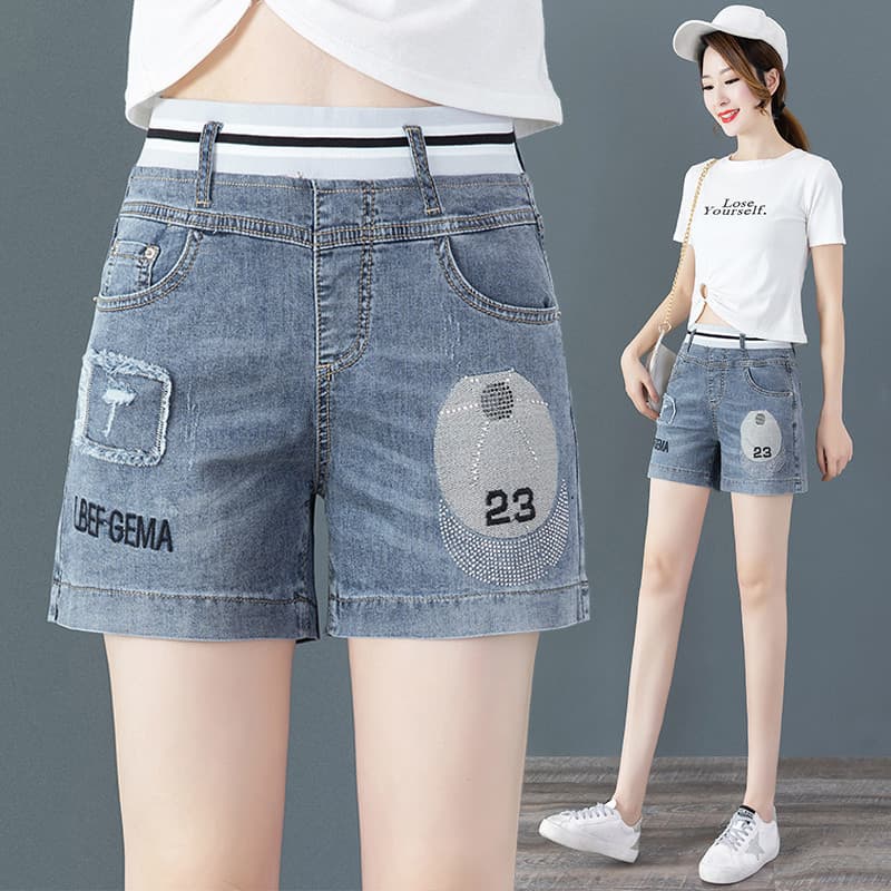 Shorts jeans feminino 2026 verão novo estilo cintura alta All-Match mais magro olhar em linha reta perna larga calças qu