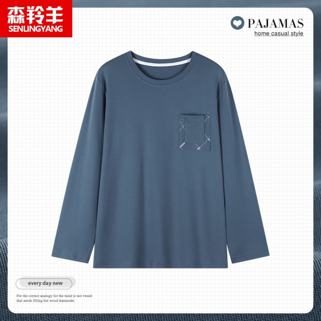 Pijamas soltos de manga comprida única peça topos primavera outono fino de meia-idade masculino Casual tamanho grande em