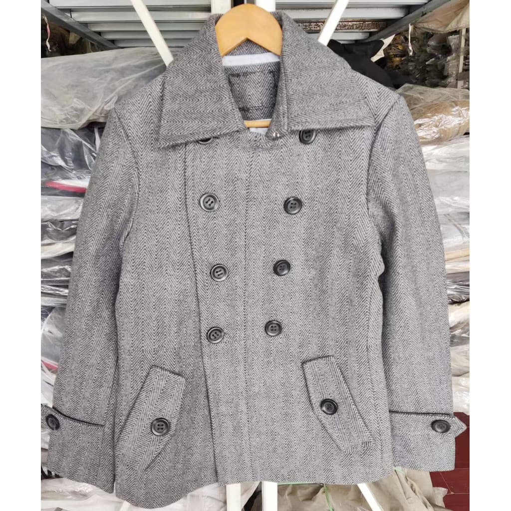 Kajia corte etiqueta outono inverno jaqueta masculina cor sólida Casual duas cores espinha de peixe padrão lapela casaco