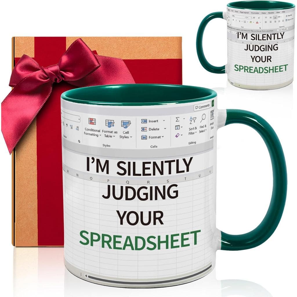 Caneca Engraçada para Contabilista, Estou Silenciosamente Julgando Seu Excel - Presentes para Chefe, CPA, Colega de Trab