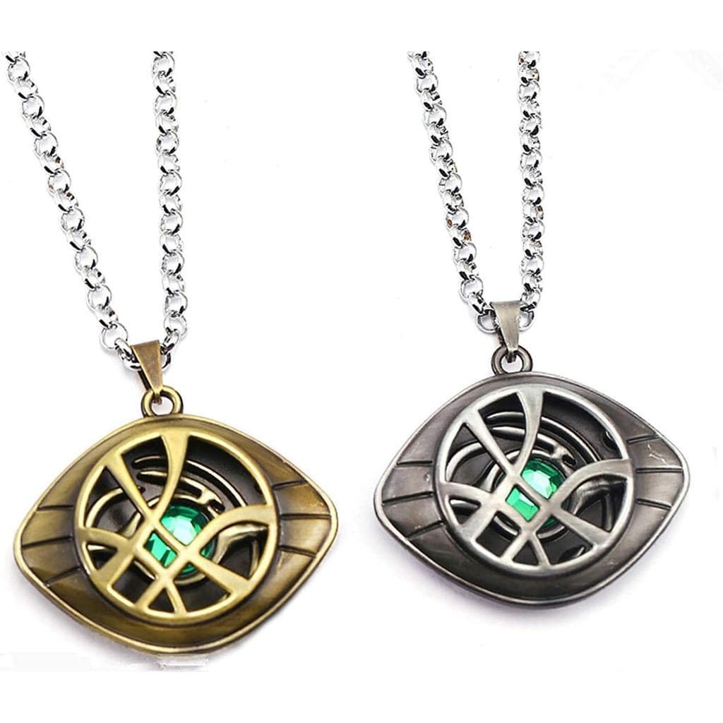 HUAWELL 2 Piece Dr Strange Necklace Eye of Agamotto Costume Prop Stone Pendant