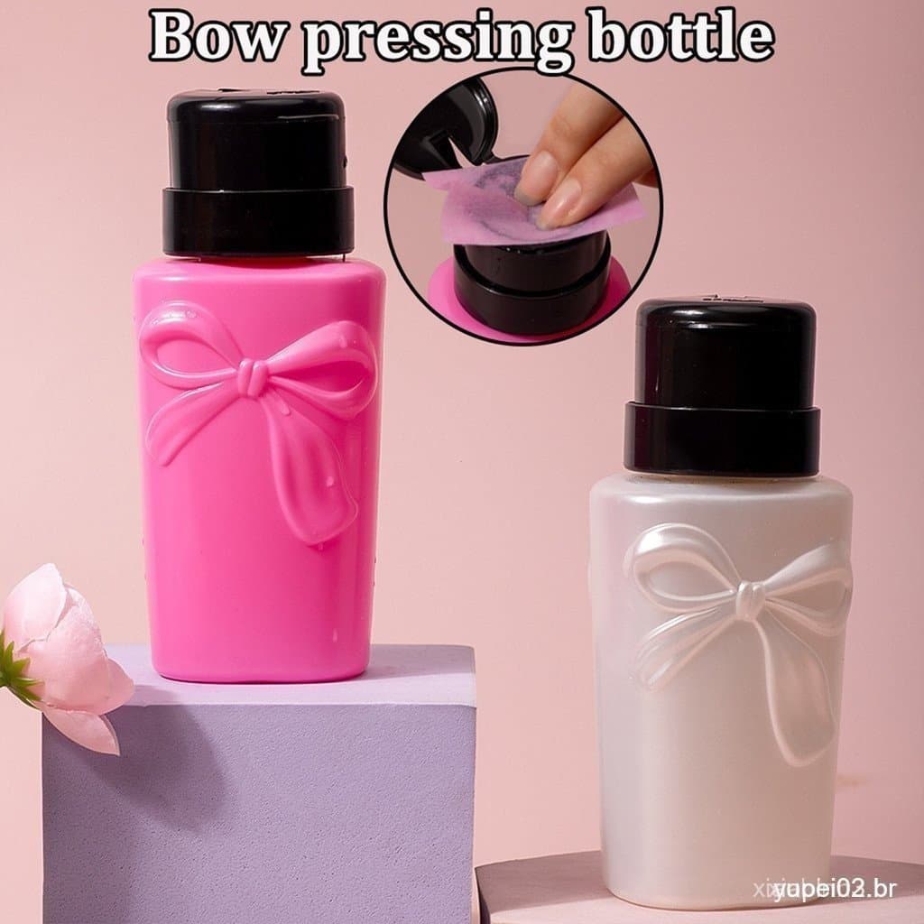 200ml Removedor De Maquiagem Dispensador De Bomba De Água Bowknot Design Garrafa Vazia Para Arte Do Prego
