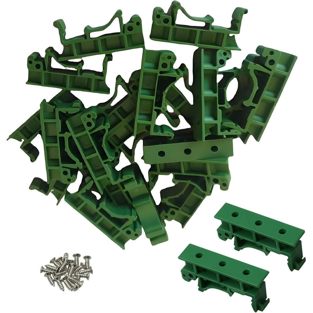 10 Conjuntos de Kit de Montagem em Trilho DIN para PCB, Clipes Adaptadores C45 de 35mm, Suportes de Painel Verde PA66 co