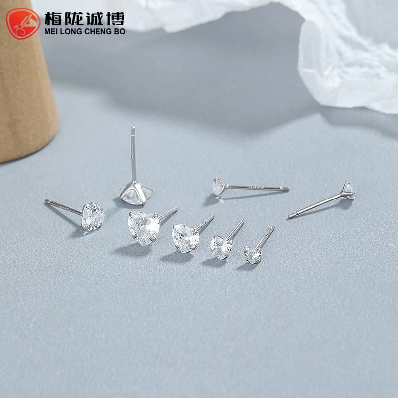 Brincos de zircônia em formato de coração em prata esterlina 925 para mulheres, elegantes e simples, brincos geométricos