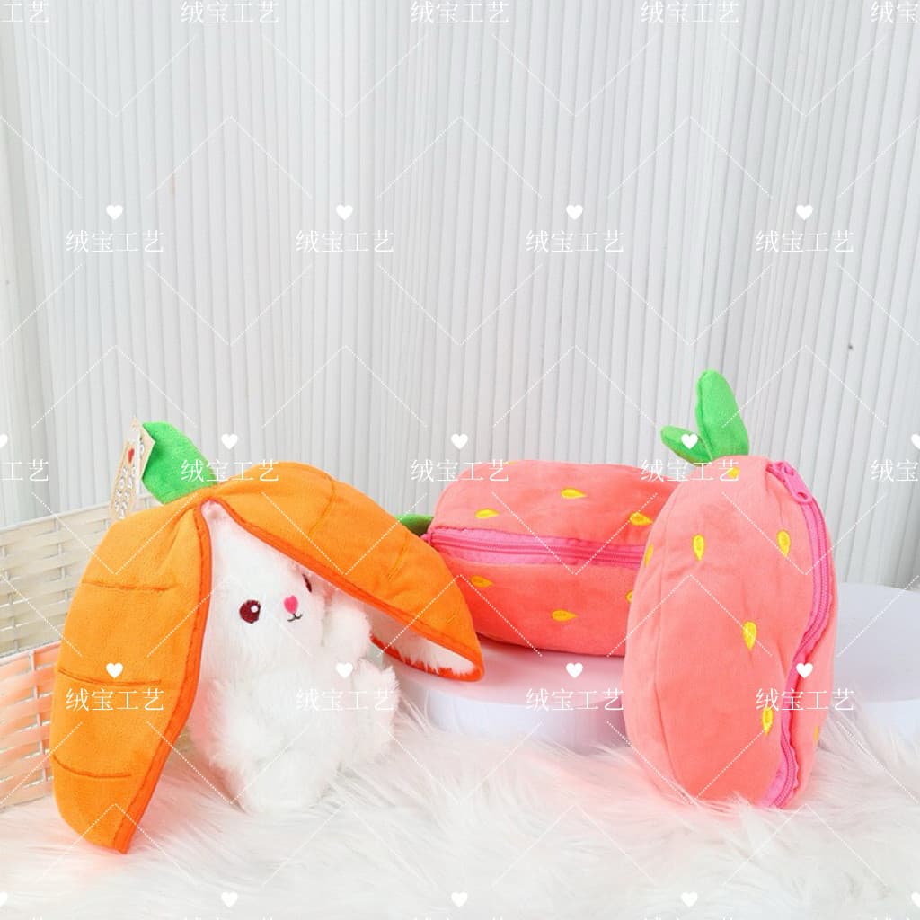 Brinquedo de Pelúcia Transformável de Coelho Morango e Cenoura para Crianças, Lembrança de Casamento, Presente de Aniver
