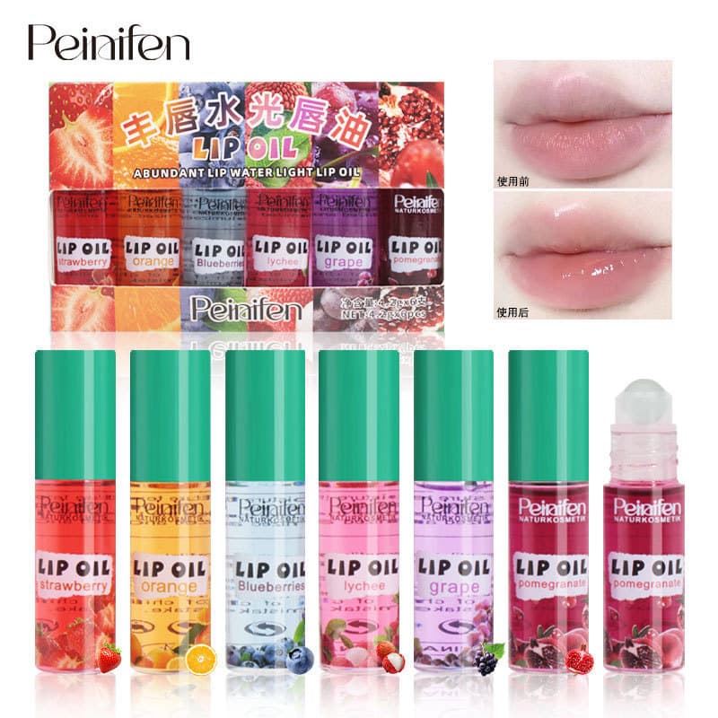 Cross-Border roll-on óleo labial hidratante batom líquido hidratante roll-on boca óleo incolor transparente fruta pêsseg