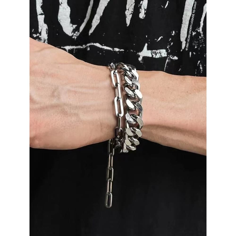 pulseira masculina pulseira Pulseira cubana de Hip Hop masculina quadrada de aço titânio Ins