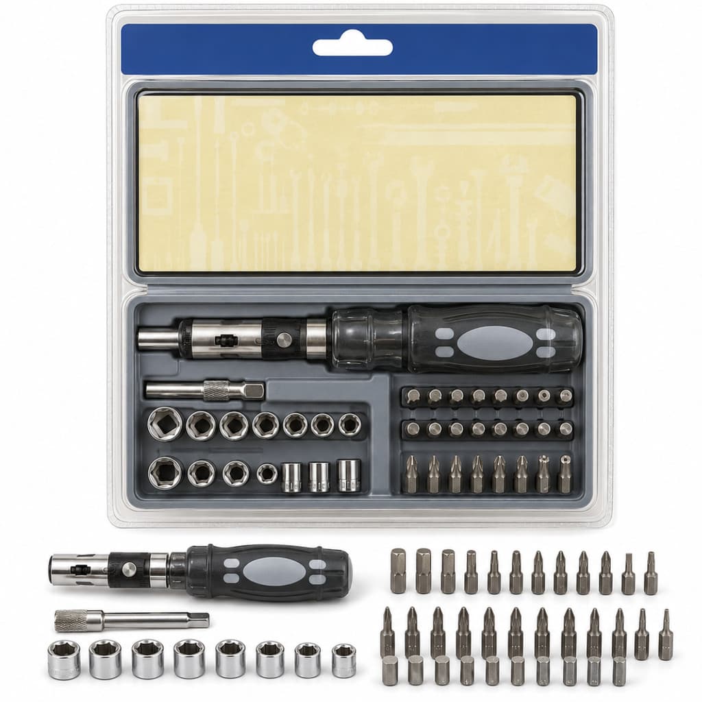 Kit Jogo 41 Peças Chave Catraca Ferramentas Parafusadeira Completa Reversível Soquetes Phillips Fenda Para Multiuso Top