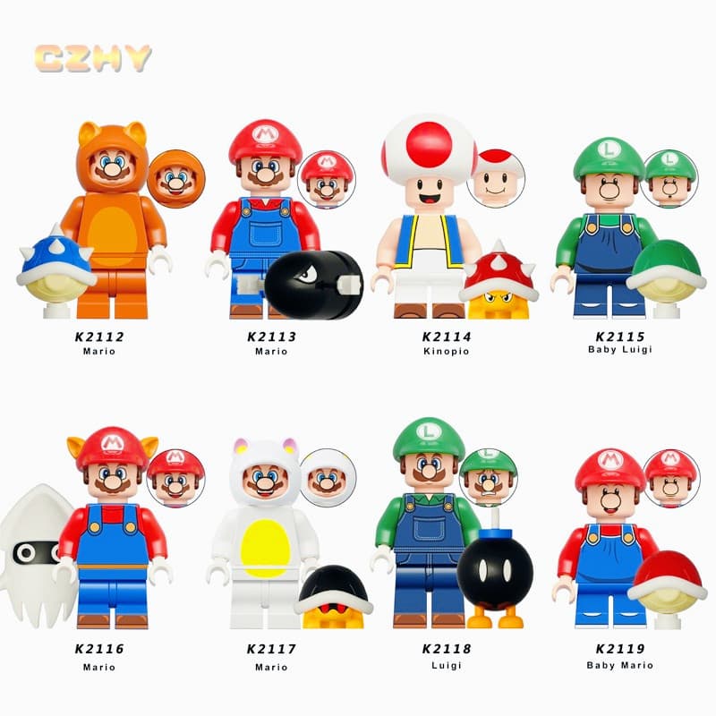 Popular Dos Desenhos Animados Mario Luigi Bros Kinopio Jogo Filme Blocos De Construção Figura Crianças Coletar Brinquedo