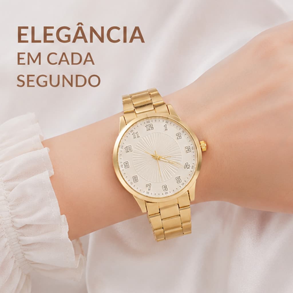 Relógio de pulso de quartzo unissex com pulseira de aço inoxidável