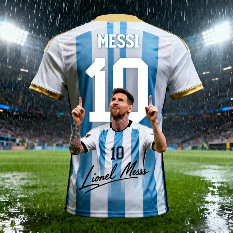 Verão Adulto Messi 10 AI Design Camisa De Futebol Masculina Camiseta Esporte Diário Ao Ar Livre Secagem Rápida Respiráve
