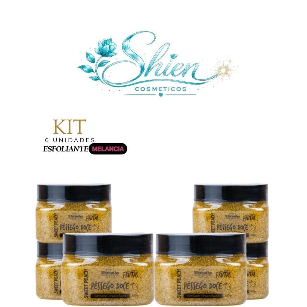Kit 6 Esfoliante Frutas Corpo E Rosto Pessego 300G Rhenuks (Afilhado)