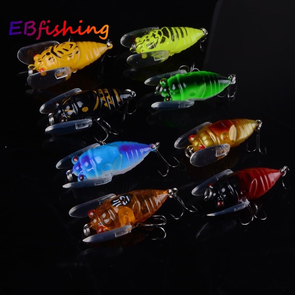 1 Peça Iscas De Pesca De Água Flutuante 4cm 6g Realista Simulam Isca Em Forma De Cigarra , Natação Artificial Doce Ganch