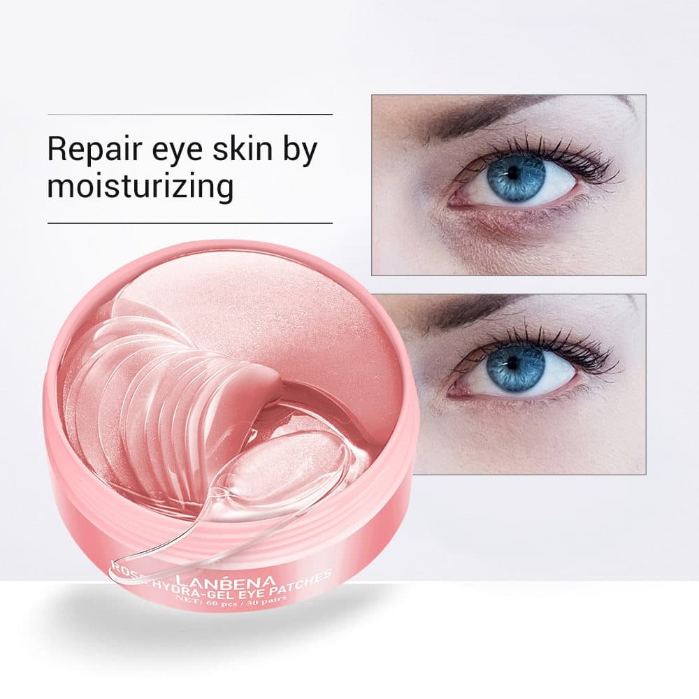 Patches para os olhos com hidrogel de rosa LANBENA Eliminam olheiras Eliminam bolsas nos olhos Nutrem e reparam os olhos