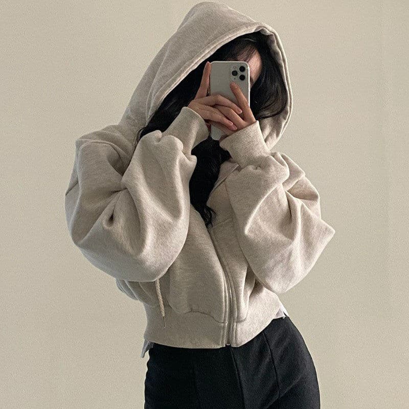 Outono inverno novos produtos ins forro de lã All-Match moda curto fino-ajuste zíper quente cor sólida